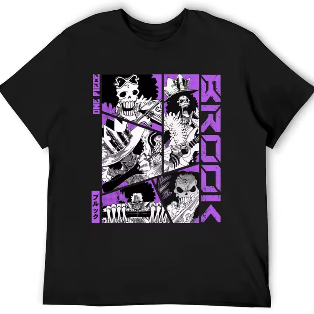 Onepiece Black Tee with Purple Graphic